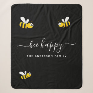 Couverture Sherpa Les abeilles noires joyeuses bumble abeilles été a