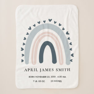 COUVERTURE SHERPA LES ENFANTS COEUR BLUSH BLUE RAINBOW BABY BIRTH ST