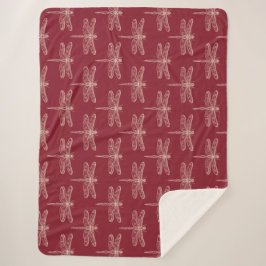 Couverture Sherpa Les libellules sur Brick Red