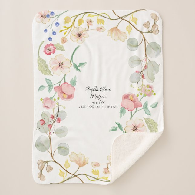 Couverture Sherpa Les stat de naissance de bébé rougissent art (Devant)