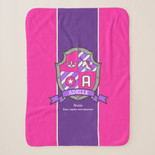 Couverture Sherpa Lettre A Adelle nom signifiant unicorne rose viole