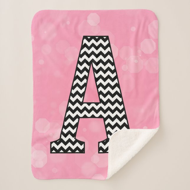 Couverture Sherpa Lettre Chevron A sur Bubblegum rose (Devant)