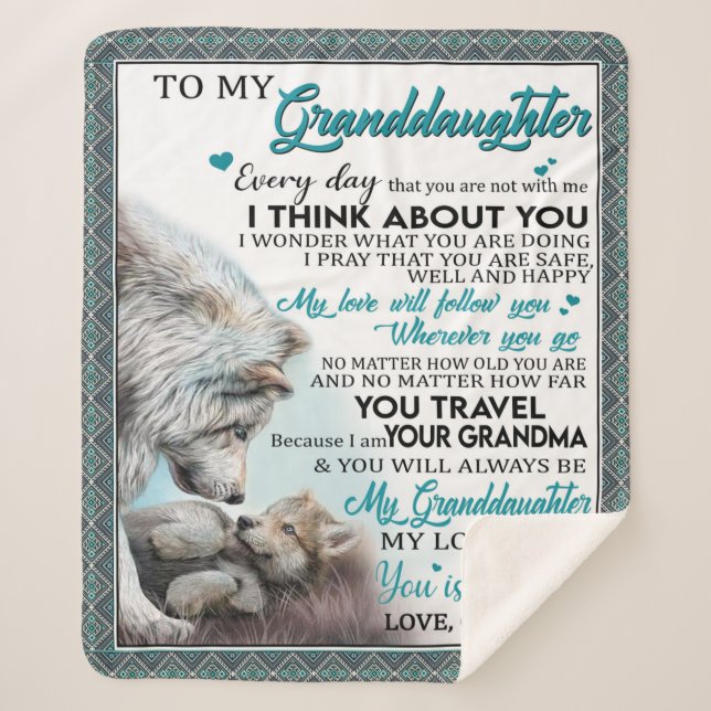 Couverture Sherpa Lettre Customisée À Ma Petite-Fille De Grand-Mère (Devant)