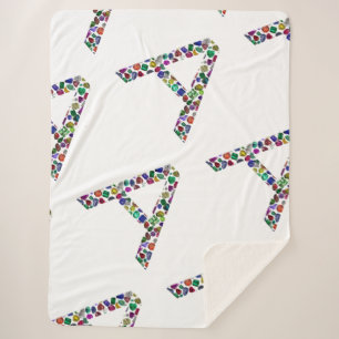 Couverture Sherpa Lettre initiale A avec Monogramme floral de pierre