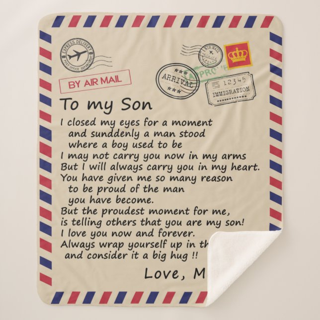 Couverture Sherpa Lettre personnalisée à mon fils de maman (Devant)