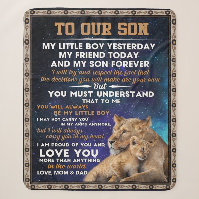 Couverture Sherpa Lettre Personnalisée À Notre Fils, Cadeau D'Annive (Devant)