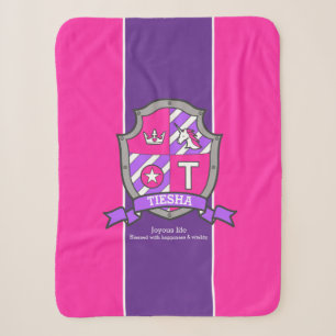 Couverture Sherpa Lettre T Tiesha nom signifiant unicorne violet ros