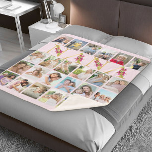 Couverture Sherpa Lettres de fleurs Nana 24 Collage photo vertical r