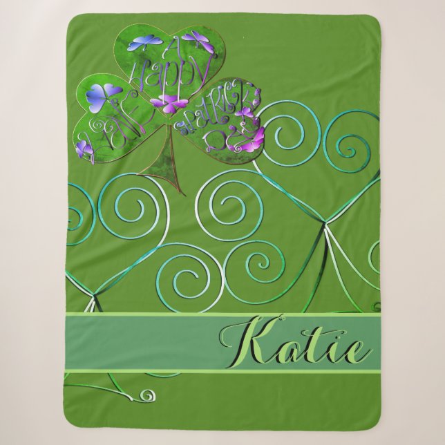 Couverture Sherpa Lettres Shamrocks fantaisistes (Devant)