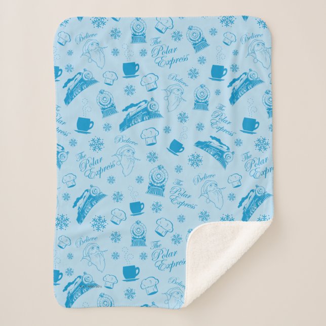 Couverture Sherpa L'Express polaire | Motif d'icône de vacances bleu (Devant)