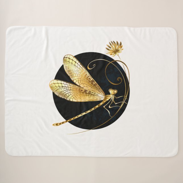 Couverture Sherpa libellule d'or en cercle noir (Devant (Horizontal))