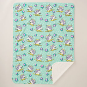Couverture Sherpa Licorne Magique Heureuse Et Étoiles