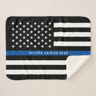 Couverture Sherpa Ligne bleue mince de la police Monogramme du drape