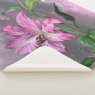 Couverture Sherpa Lily Flowers Sherpa Blanket