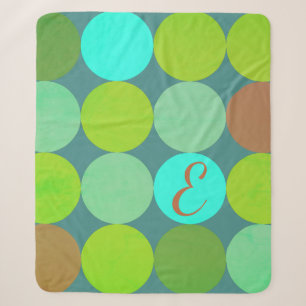 Couverture Sherpa Lime Vert Turquoise Turquoise & Rust Cercles Monog