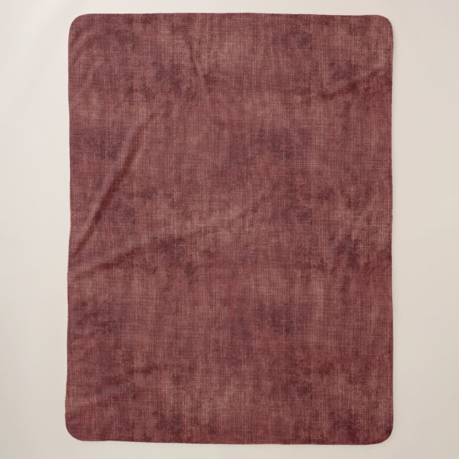 Couverture Sherpa Linge de maison en Faux rouge profond (look lin) (Devant)