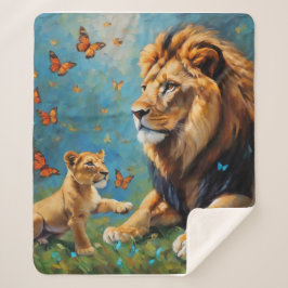 Couverture Sherpa Lion Et Cub