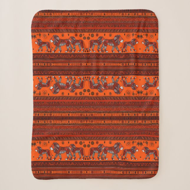 Couverture Sherpa Lions élégants africains contemporains Sherpa Blan (Devant)
