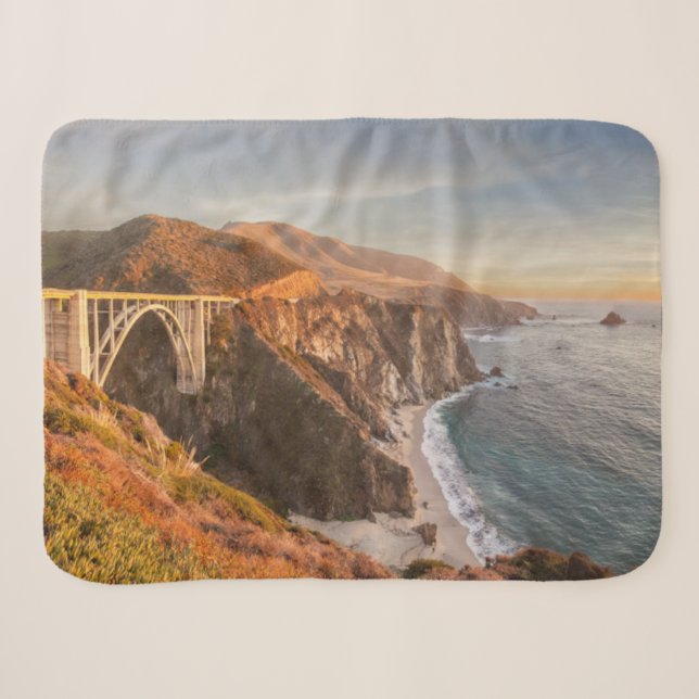 Couverture Sherpa Littoral | Bixby Bridge, Big Sur Californie (Devant (Horizontal))