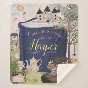 Couverture Sherpa Livre d'histoire Fairytale Blanche personnalisée
