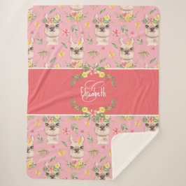 Couverture Sherpa Llama rose mignonne Motif pour petites filles