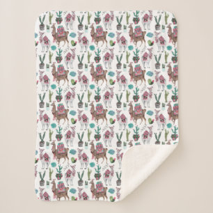 Couverture Sherpa Llamas d'hiver Animaux Écharpe Sherpa