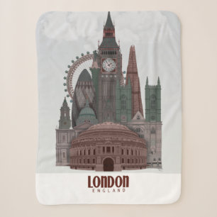 Couverture Sherpa Londres en nuages rouge et vert