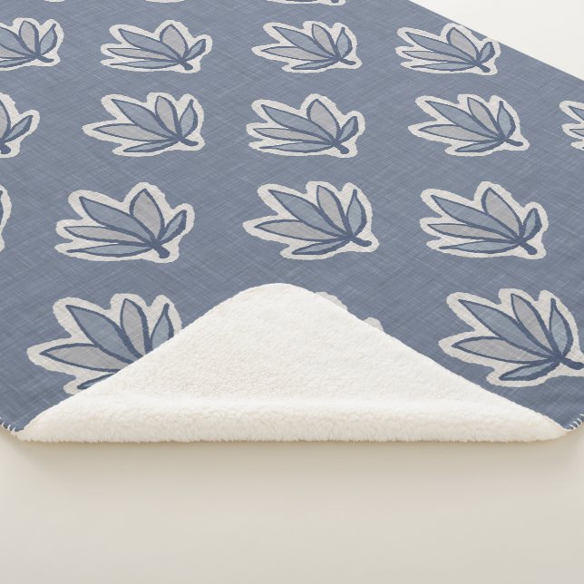 Couverture Sherpa Look bleu feuille azur (3/4)