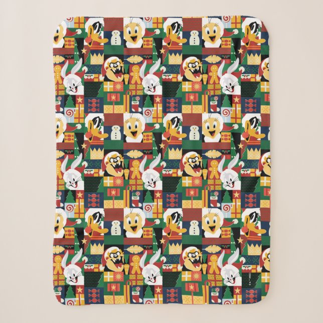 Couverture Sherpa LOONEY TUNES™Motif de blocs de vacances (Devant)