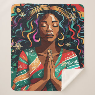 Couverture Sherpa Lord Bless and Keep You Christmas Black Woman