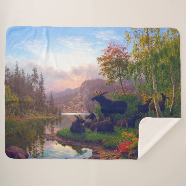 Couverture Sherpa L'orignal majestueux dans un paysage d'automne sué (Devant (Horizontal))