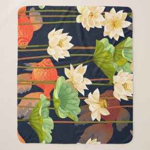 Couverture Sherpa Lotus blanc, poisson : motif sans soudure.
