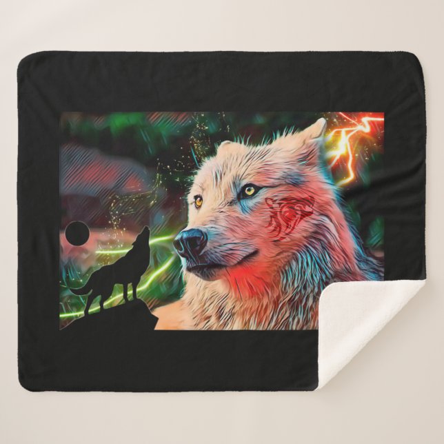 Couverture Sherpa Loup (Devant (Horizontal))