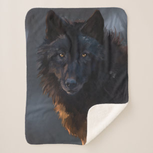 Couverture Sherpa Loup noir
