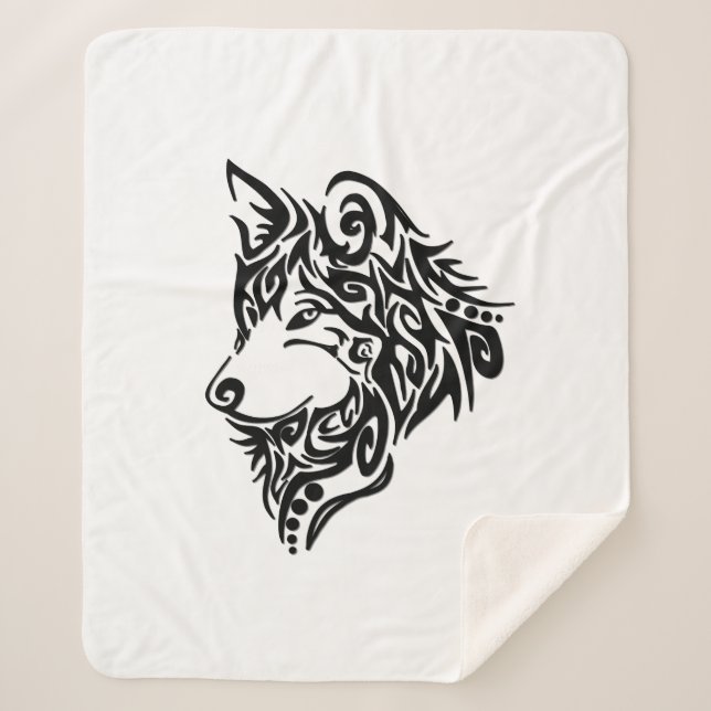 Couverture Sherpa Loup tribal (Devant)