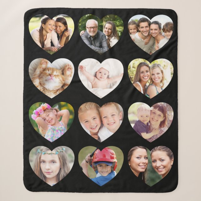 Couverture Sherpa Love 12 Photo Heart Collage noir (Devant)