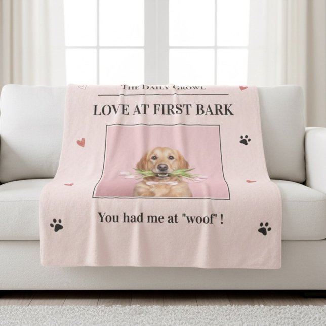 Couverture Sherpa Love at First Bark Personalized Dog (Créateur téléchargé)