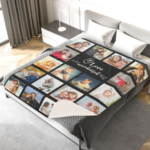 Couverture Sherpa Love Citation Black 18 Photo Collage