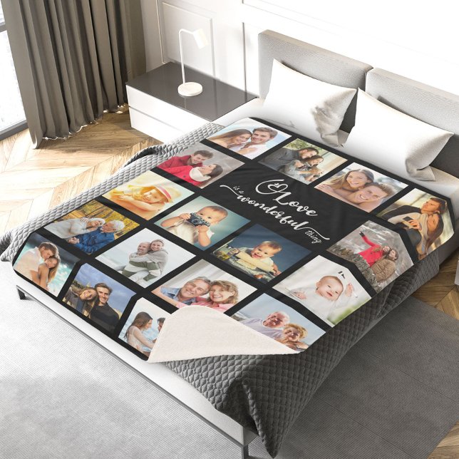 Couverture Sherpa Love Citation Black 18 Photo Collage (Créateur téléchargé)