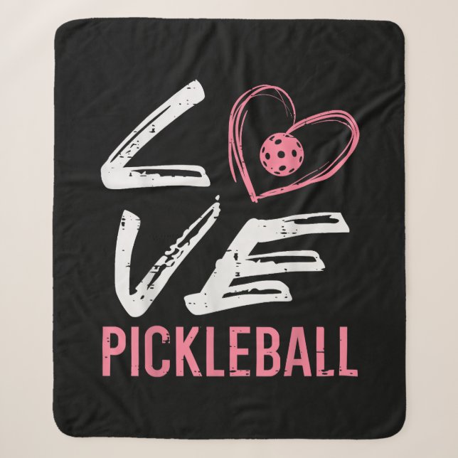 Couverture Sherpa Love Pickleball Coeur Pickle Ball Femmes Filles En (Devant)
