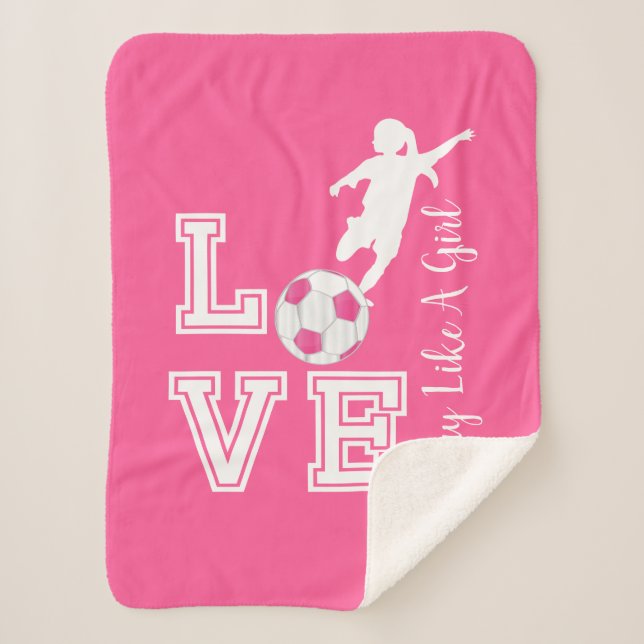 Couverture Sherpa Love Soccer - Je Joue Comme Une Fille (Devant)