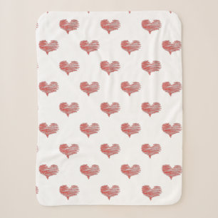 Couverture Sherpa Love Valentine's Day Red Heart croquis