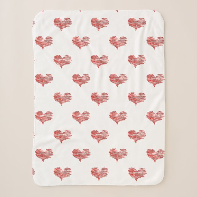 Couverture Sherpa Love Valentine's Day Red Heart croquis (Devant)