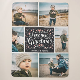 Couverture Sherpa Love You Grand-mère Custom 6 Photo Collage