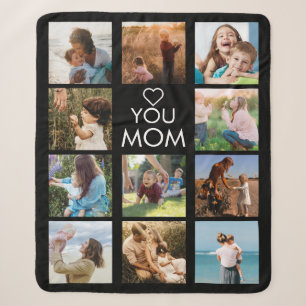 Couverture Sherpa Love You Mom Family Photo Collage noir