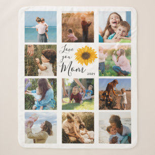 Couverture Sherpa Love You Mom Family Photo Collage Tournesol