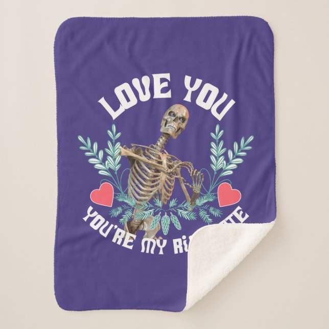 Couverture Sherpa Love You, You are My Rib Mate Skeleton Valentine (Devant)