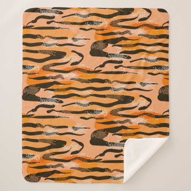Couverture Sherpa Lovely seamless tiger pattern,peach colour (Devant)