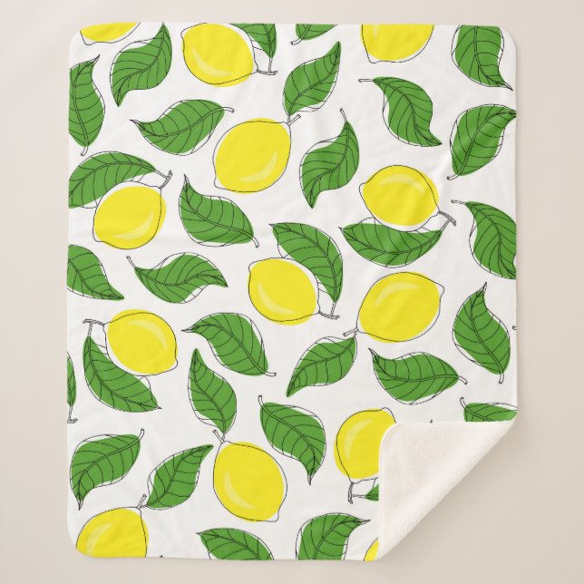 Couverture Sherpa Lumineux citrons vert Feuille Motif (Devant)