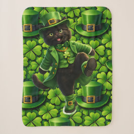 Couverture Sherpa Lutin chanceux chat noir Saint-Patrick